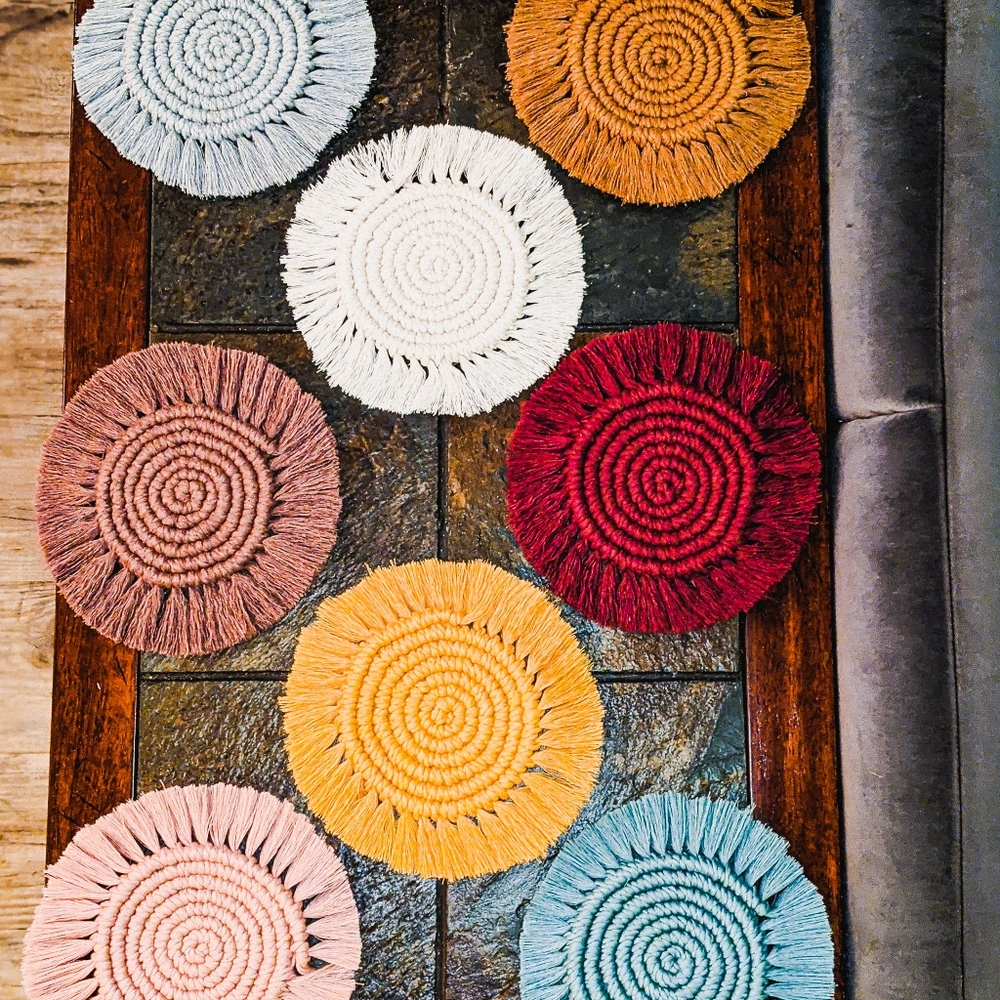 (2) Handmade Boho Cozy Home Coasters - Picture 4 of 4